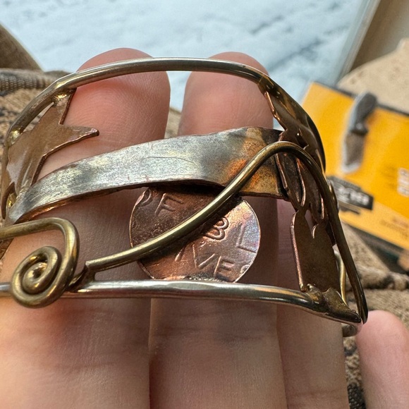 Mixed metal cuff bracelet. - Picture 3 of 14